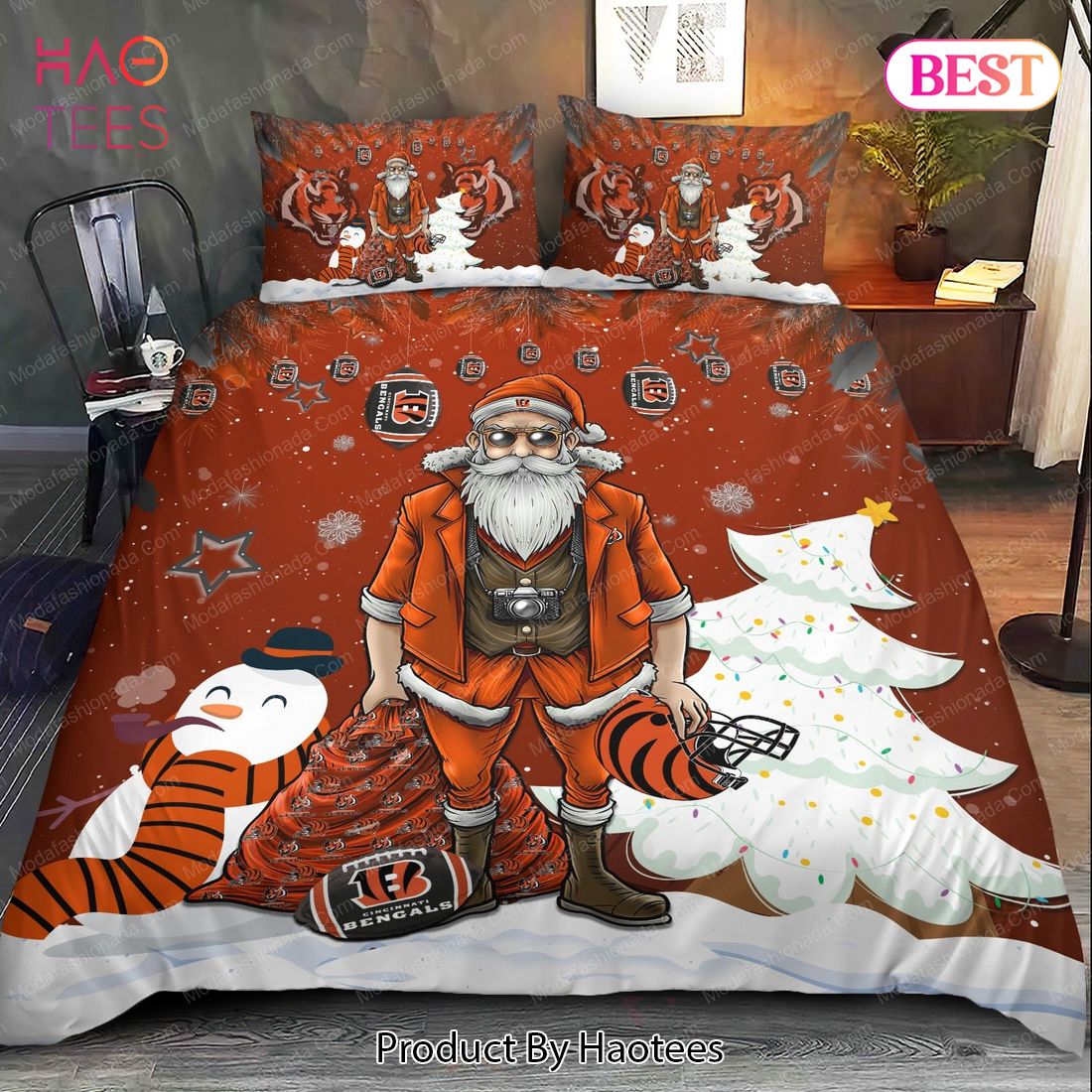 Buy Cincinnati Bengals Christmas Santa Claus Bedding Sets Bed Sets, Bedroom Sets, Comforter Sets, Duvet Cover, Bedspread