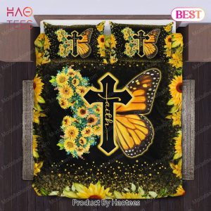 Buy Faith Jesus Christ Butterfly Sunflower Bedding Sets Bed Sets, Bedroom Sets, Comforter Sets, Duvet Cover, Bedspread