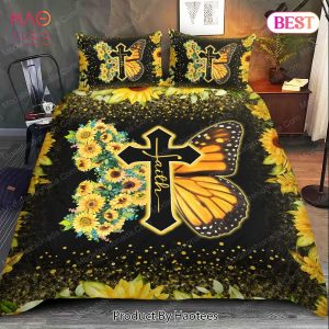 Buy Faith Jesus Christ Butterfly Sunflower Bedding Sets Bed Sets, Bedroom Sets, Comforter Sets, Duvet Cover, Bedspread