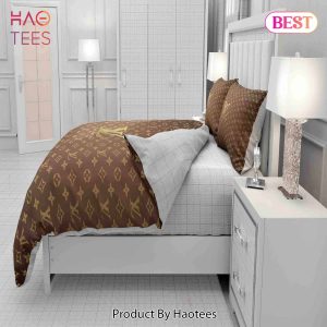 Best Louis Vuitton Golden Logo in Black Circle Bedding Set - REVER