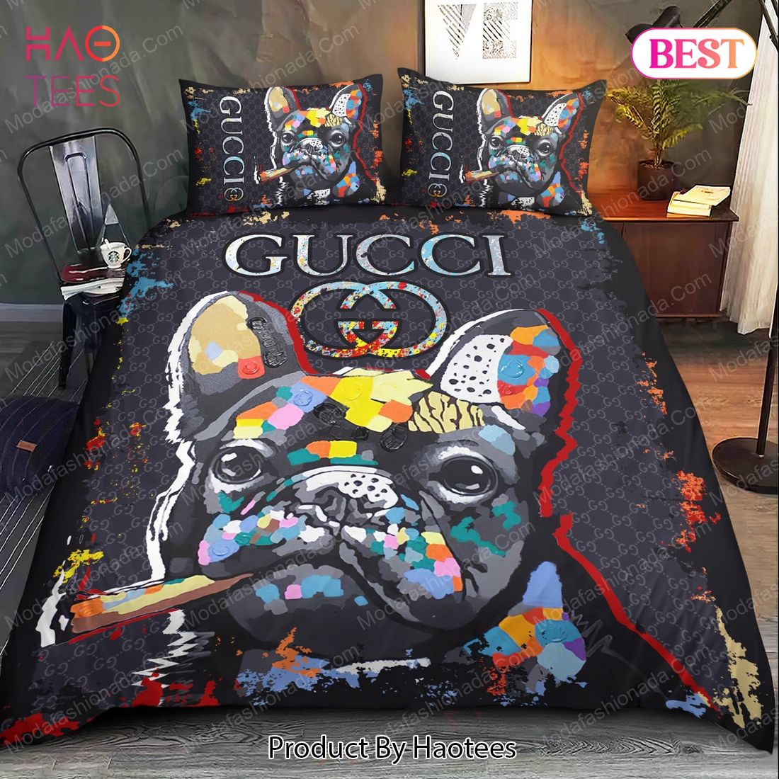 Buy Gucci Bulldogs Bedding Sets Bed Sets, Bedroom Sets, Comforter Sets, Duvet Cover, Bedspread Luxury Store