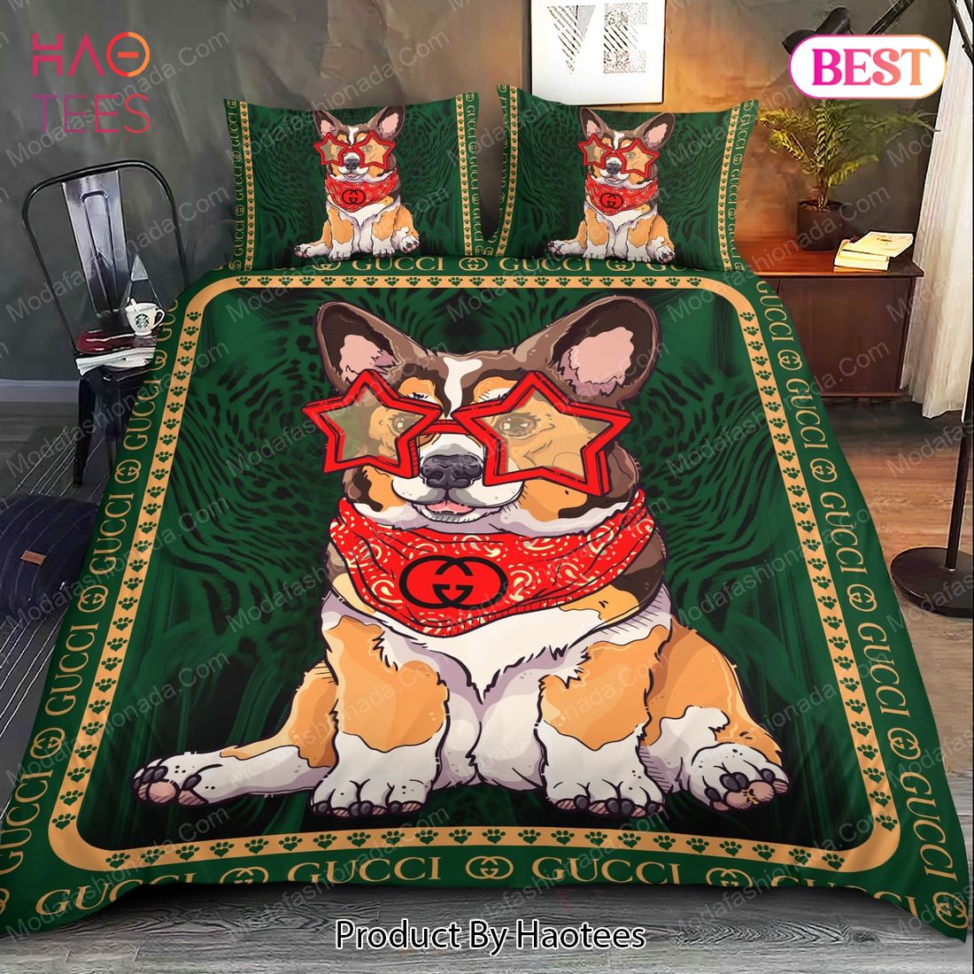 Buy Gucci Corgi Bedding Sets Bed Sets, Bedroom Sets, Comforter Sets, Duvet Cover, Bedspread Luxury Store