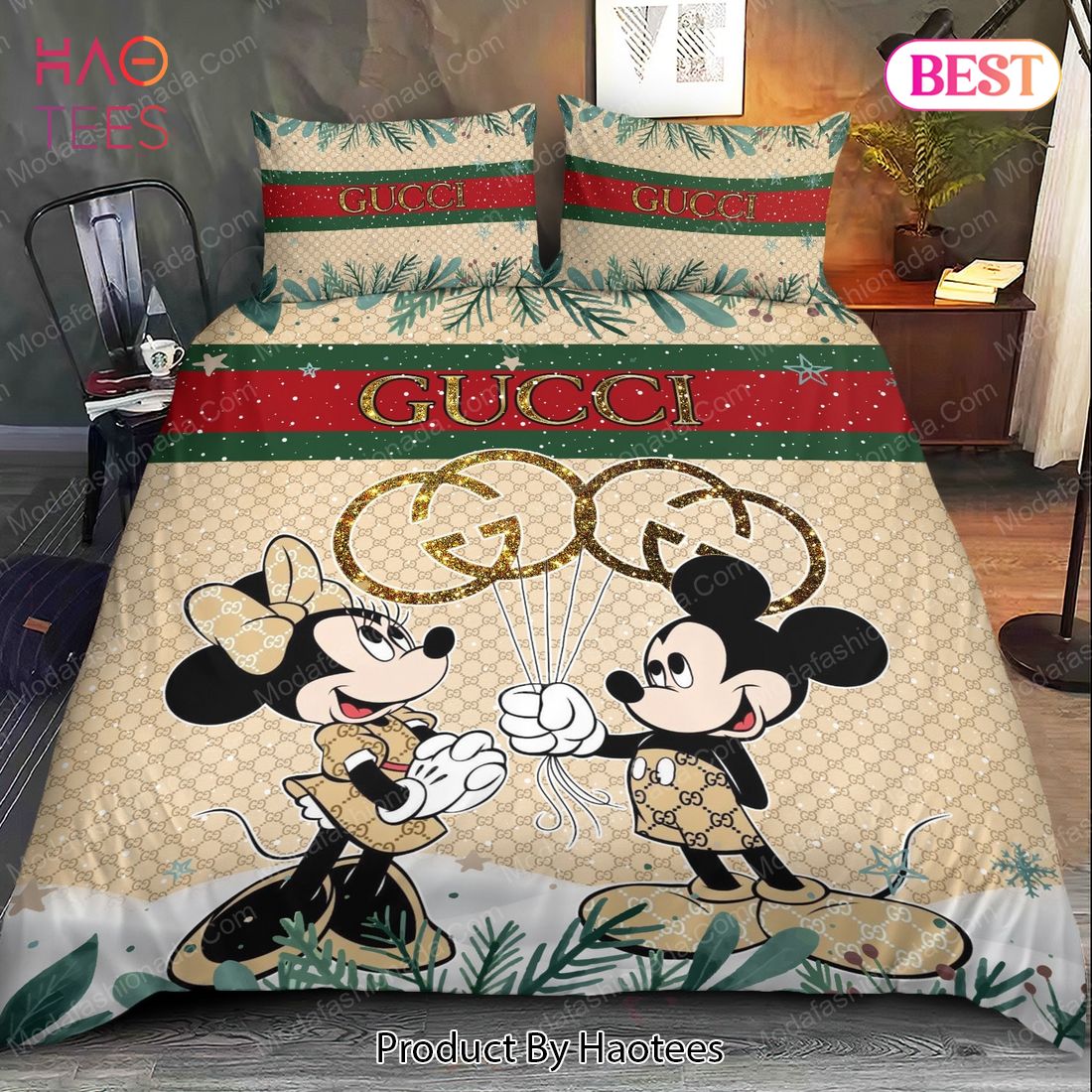 Buy Gucci Couple Disney Mickey Christmas Bedding Sets Bed Sets, Bedroom Sets, Comforter Sets, Duvet Cover, Bedspread Luxury Store