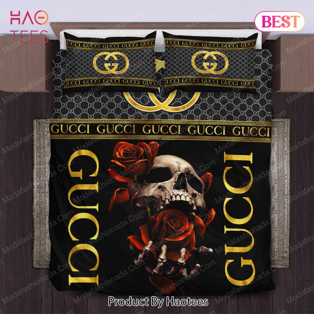 Buy Gucci Skull And Roses Bedding Sets Bed Sets, Bedroom Sets, Comforter Sets, Duvet Cover, Bedspread Luxury Store