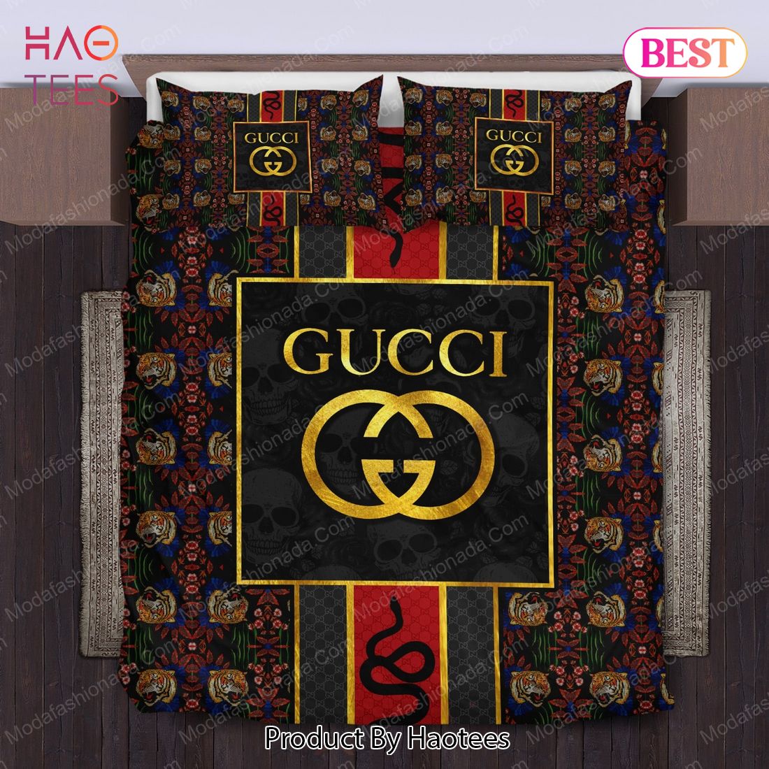 Buy Gucci Style Pattern Tiger Snake Skull Bedding Sets Bed Sets, Bedroom Sets, Comforter Sets, Duvet Cover, Bedspread Luxury Store