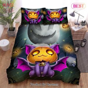 Buy Halloween Bat Wings With Jack O Lantern Mask And Cat Animal 261 Bedding Set Bed Sets, Bedroom Sets, Comforter Sets, Duvet Cover, Bedspread