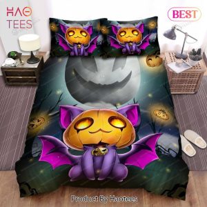 Buy Halloween Bat Wings With Jack O Lantern Mask And Cat Animal 261 Bedding Set Bed Sets, Bedroom Sets, Comforter Sets, Duvet Cover, Bedspread
