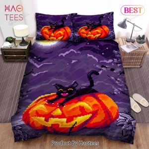 Buy Halloween Jack O Lantern Pixel Art & Black Cat Animal 275 Bedding Set Bed Sets, Bedroom Sets, Comforter Sets, Duvet Cover, Bedspread