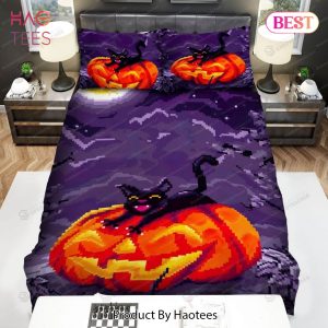 Buy Halloween Jack O Lantern Pixel Art & Black Cat Animal 275 Bedding Set Bed Sets, Bedroom Sets, Comforter Sets, Duvet Cover, Bedspread