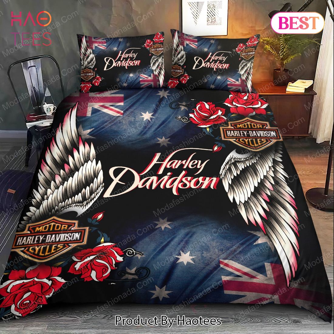 Buy Harley Davidson Angel Wings Bedding Sets Bed Sets, Bedroom Sets, Comforter Sets, Duvet Cover, Bedspread Luxury Store