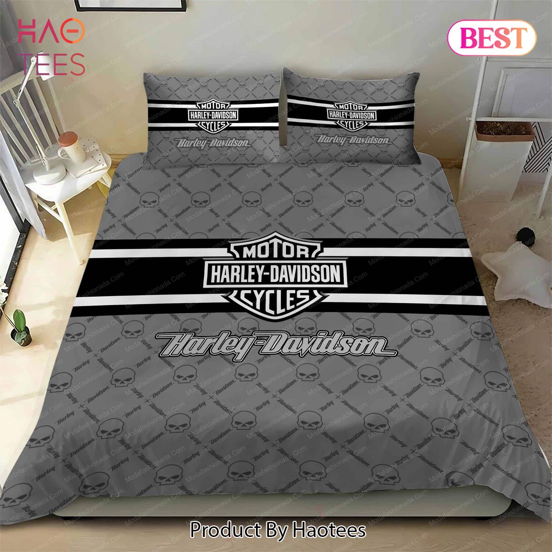 Buy Harley Davidson Motorcycles Logo 34 Bedding Set Bed Sets, Bedroom Sets, Comforter Sets, Duvet Cover, Bedspread Luxury Store