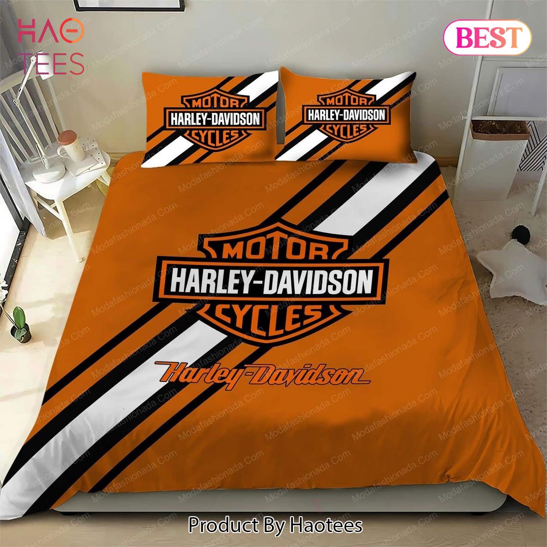 Buy Harley Davidson Motorcycles Logo Moto 5 Bedding Set Bed Sets, Bedroom Sets, Comforter Sets, Duvet Cover, Bedspread Luxury Store