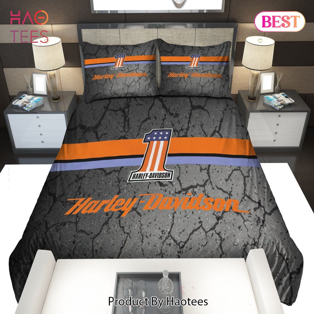 Buy Harley Davidson Number One Symbol Bedding Sets Bed Sets, Bedroom Sets, Comforter Sets, Duvet Cover, Bedspread Luxury Store