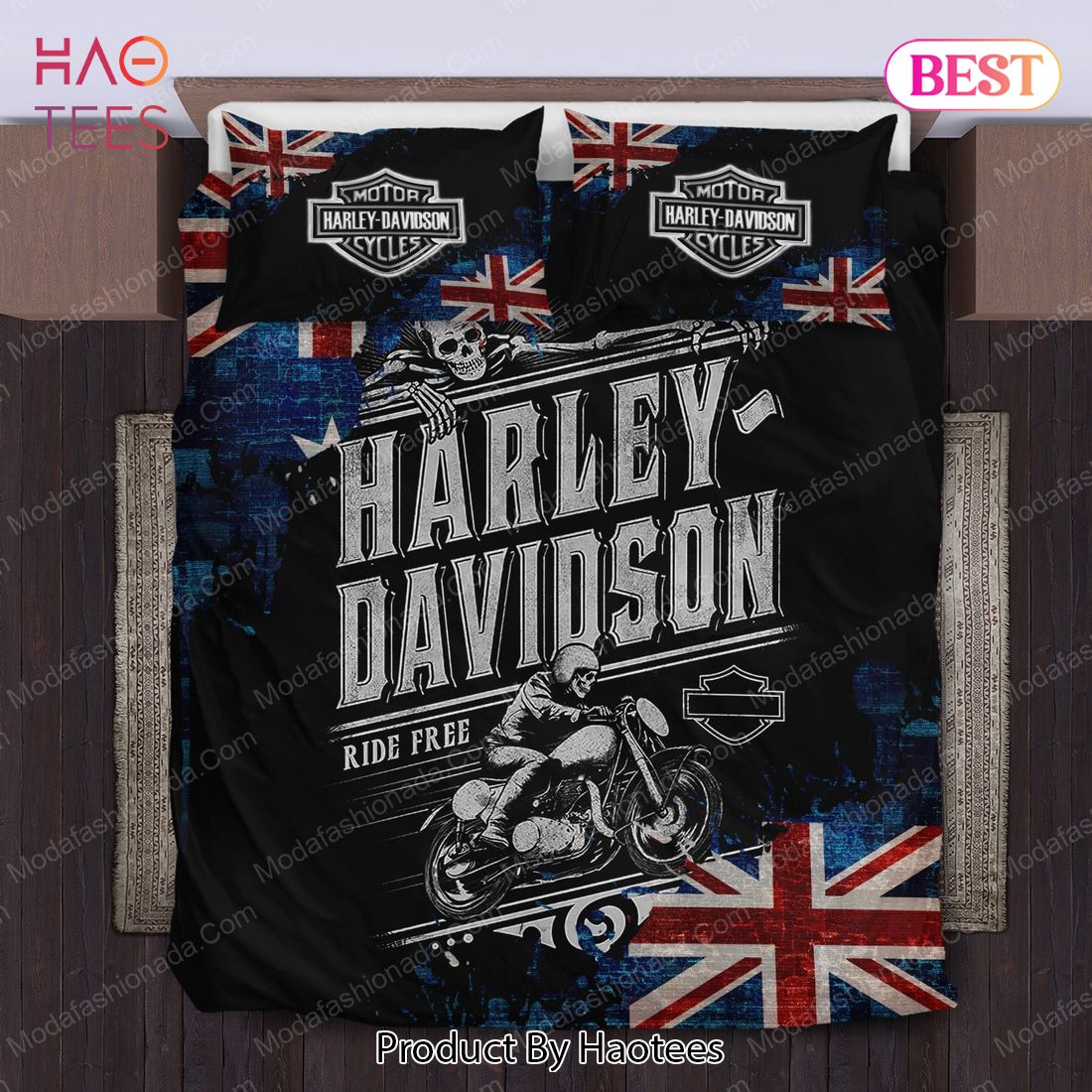 Buy Harley Davidson Ride Free Motorcycle And Australia Flag Bedding Sets Bed Sets, Bedroom Sets, Comforter Sets, Duvet Cover, Bedspread Luxury Store