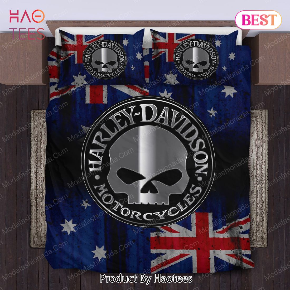 Buy Harley Davidson Skull Logo Bedding Sets Bed Sets, Bedroom Sets, Comforter Sets, Duvet Cover, Bedspread Luxury Store