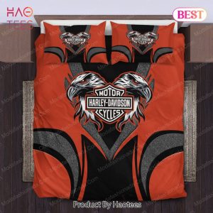 Buy Harley Davidson With 2 Eagles And Motorcycles Logo 92 Bedding Set Bed Sets, Bedroom Sets, Comforter Sets, Duvet Cover, Bedspread