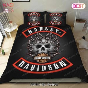Buy Harley Davidson With Big Fire Skull And Motorcycyles Logo 57 Bedding Set Bed Sets, Bedroom Sets, Comforter Sets, Duvet Cover, Bedspread