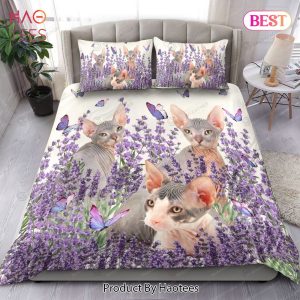 Buy Lavender And Sphynx Cat Animal 065 Bedding Set Bed Sets, Bedroom Sets, Comforter Sets, Duvet Cover, Bedspread