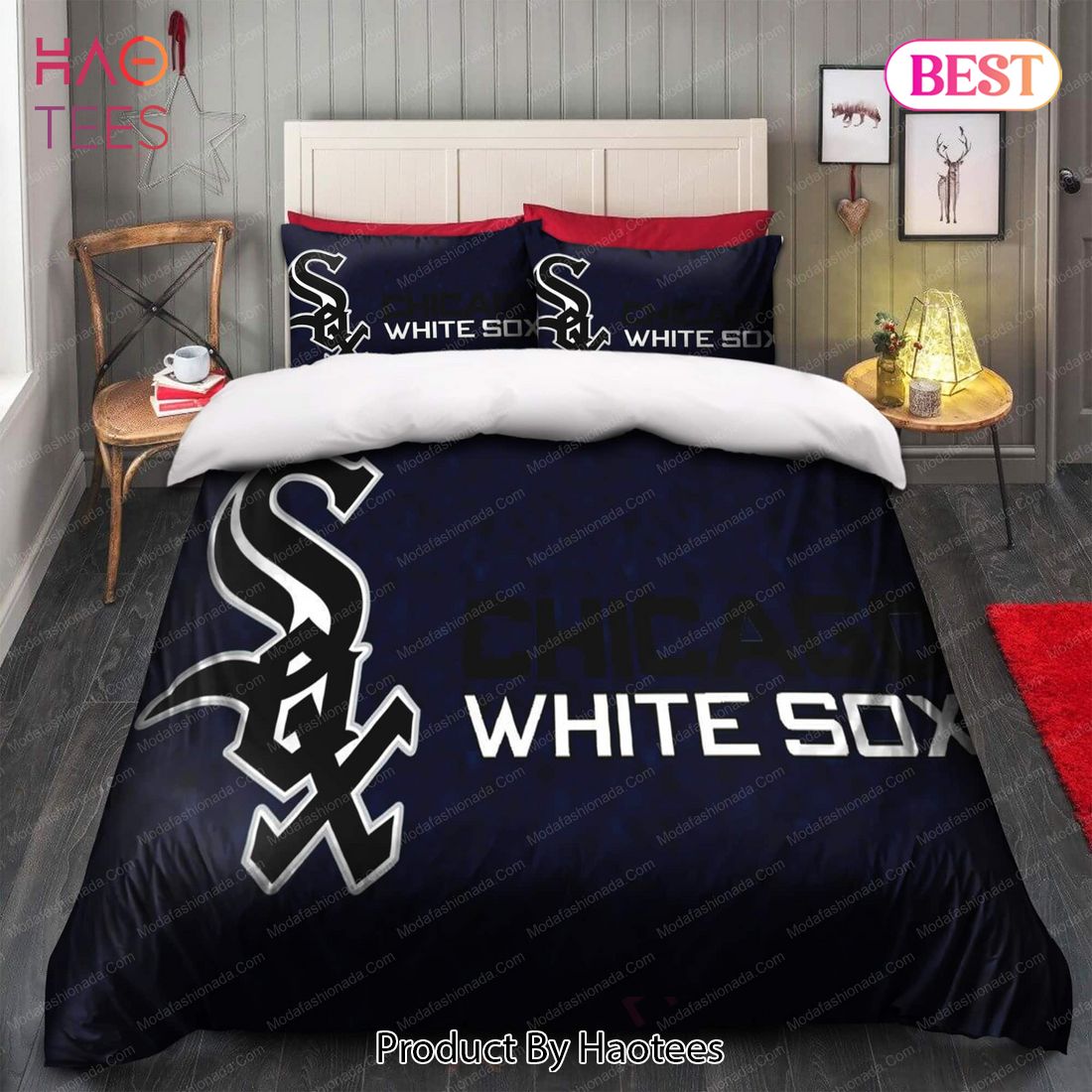 MLB Boston Red Sox Bed In Bag Set, Queen Size, Team Colors, 100