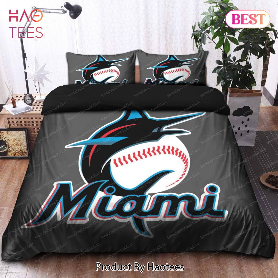 Buy Logo Miami Marlins MLB 115 Bedding Sets Bed Sets, Bedroom Sets,  Comforter Sets, Duvet Cover,