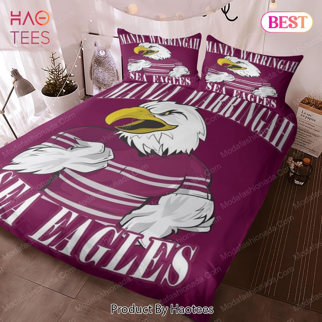 Buy Manly Warringah Sea Eagles Logo Bedding Sets 01 Bed Sets, Bedroom Sets, Comforter Sets, Duvet Cover, Bedspread