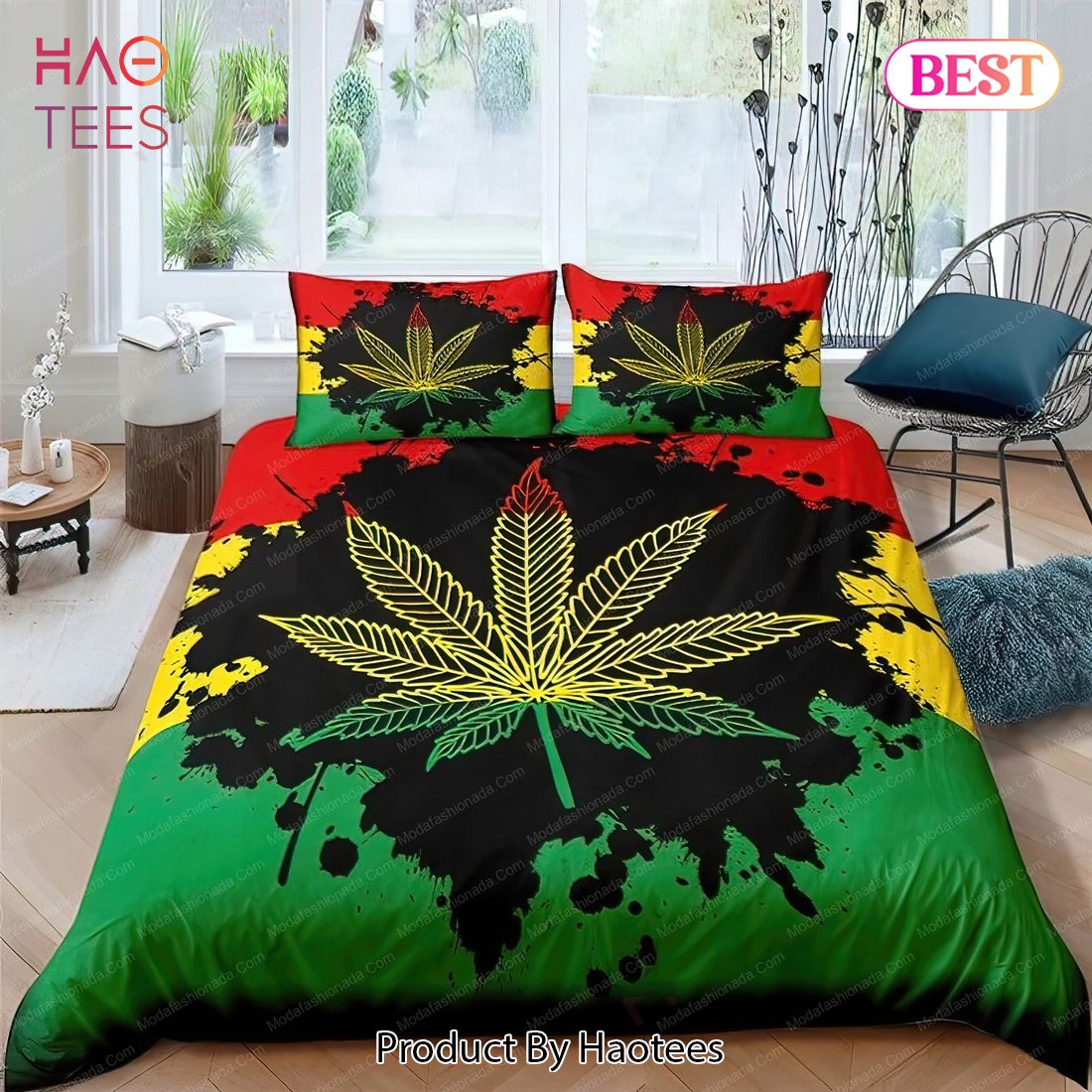 Buy Marijuana Leaf Colorful Tie Dye Bedding Sets Bed Sets, Bedroom Sets, Comforter Sets, Duvet Cover, Bedspread