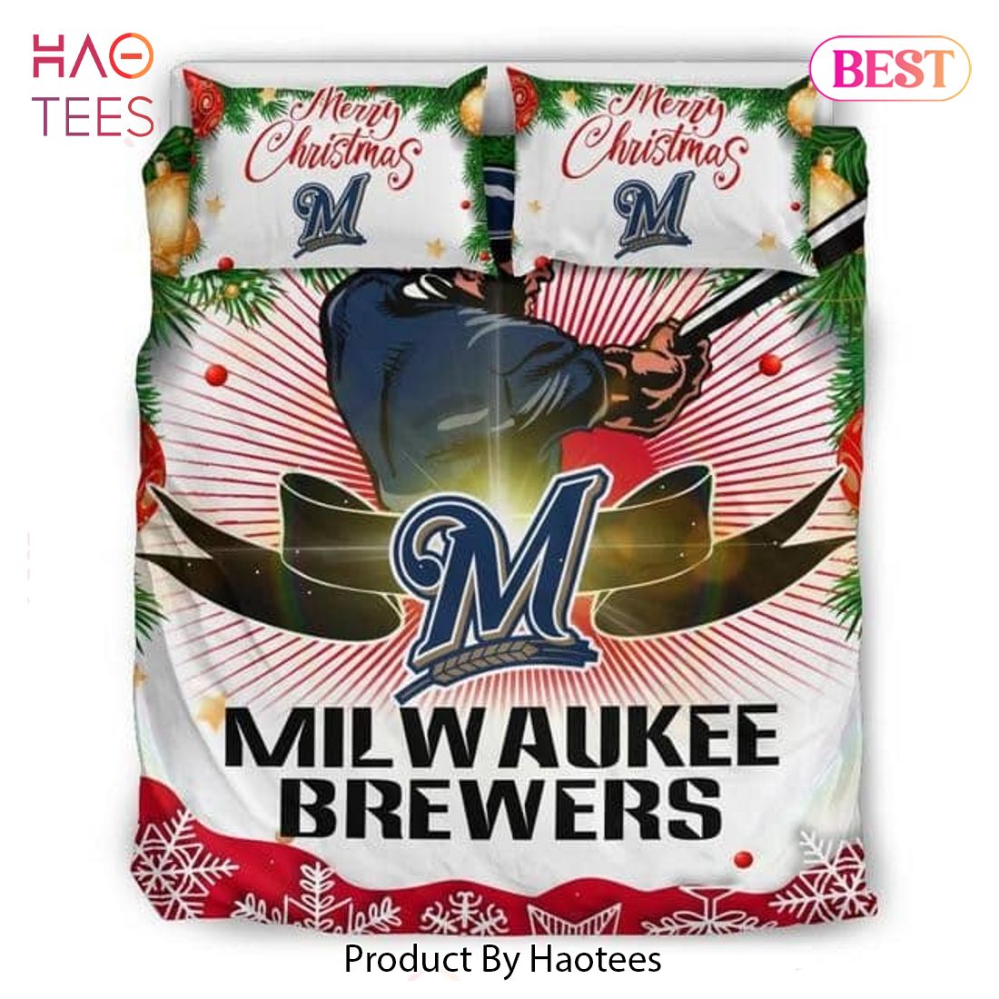 Buy Merry Christmas Milwaukee Brewers Baseball Sport 3 Bedding Set Bed Sets, Bedroom Sets, Comforter Sets, Duvet Cover, Bedspread