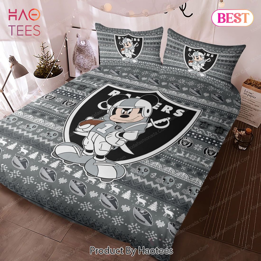 Northwest NFL Las Vegas Raiders Bed in A Bag Set, Queen, Rotary