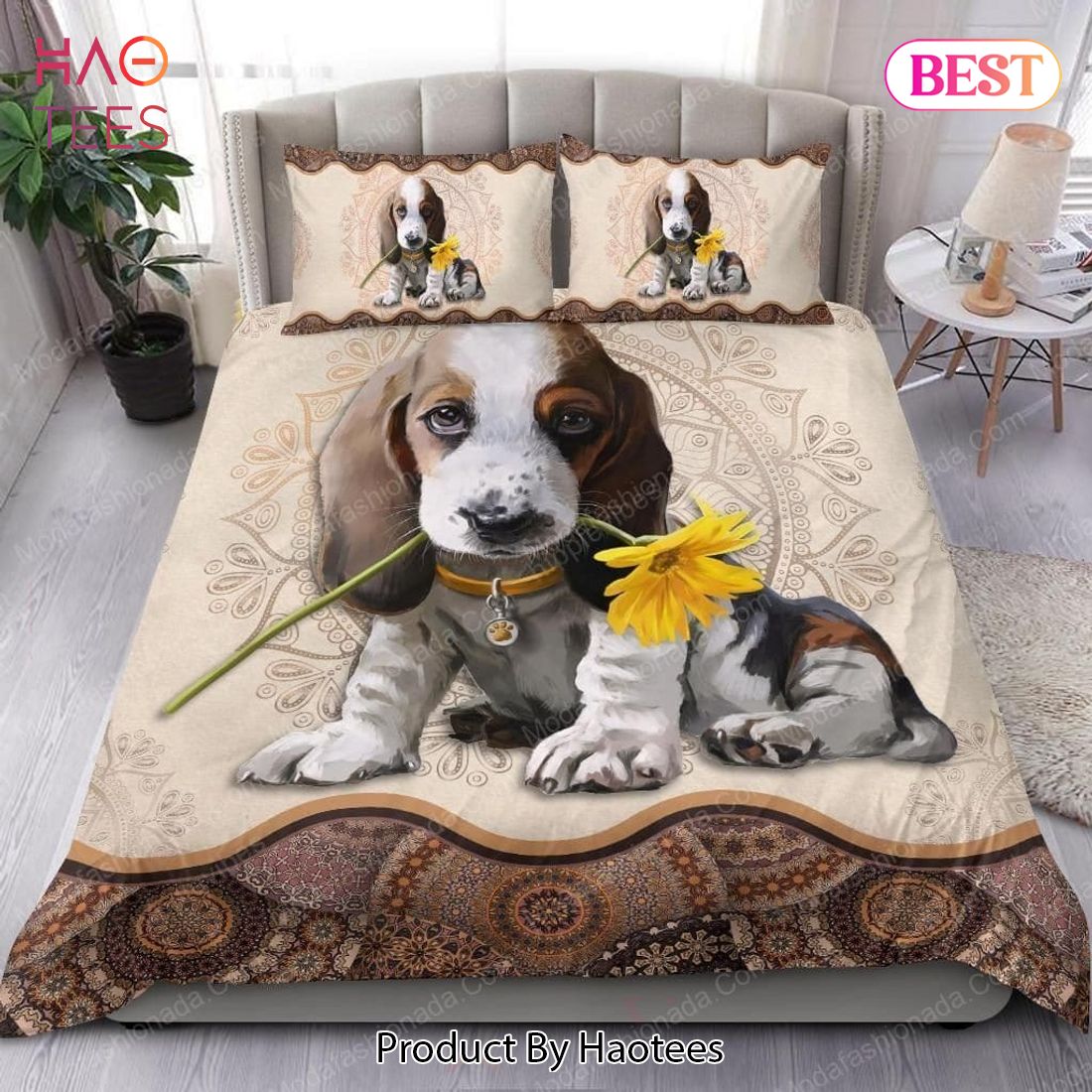 Buy Puppy - Mandala Sunflower Dog Animal 37 Bedding Set Bed Sets, Bedroom Sets, Comforter Sets, Duvet Cover, Bedspread