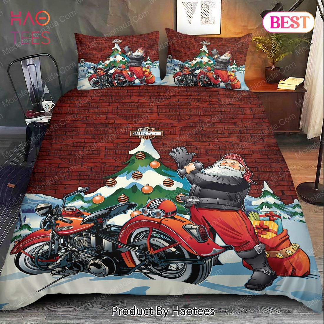 Buy Santa Claus Harley Davidson Merry Christmas Bedding Sets Bed Sets, Bedroom Sets, Comforter Sets, Duvet Cover, Bedspread Luxury Store