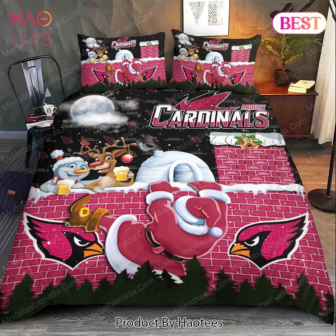 Buy Santa Claus NFL Arizona Cardinals Christmas Bedding Sets Bed Sets, Bedroom Sets, Comforter Sets, Duvet Cover, Bedspread