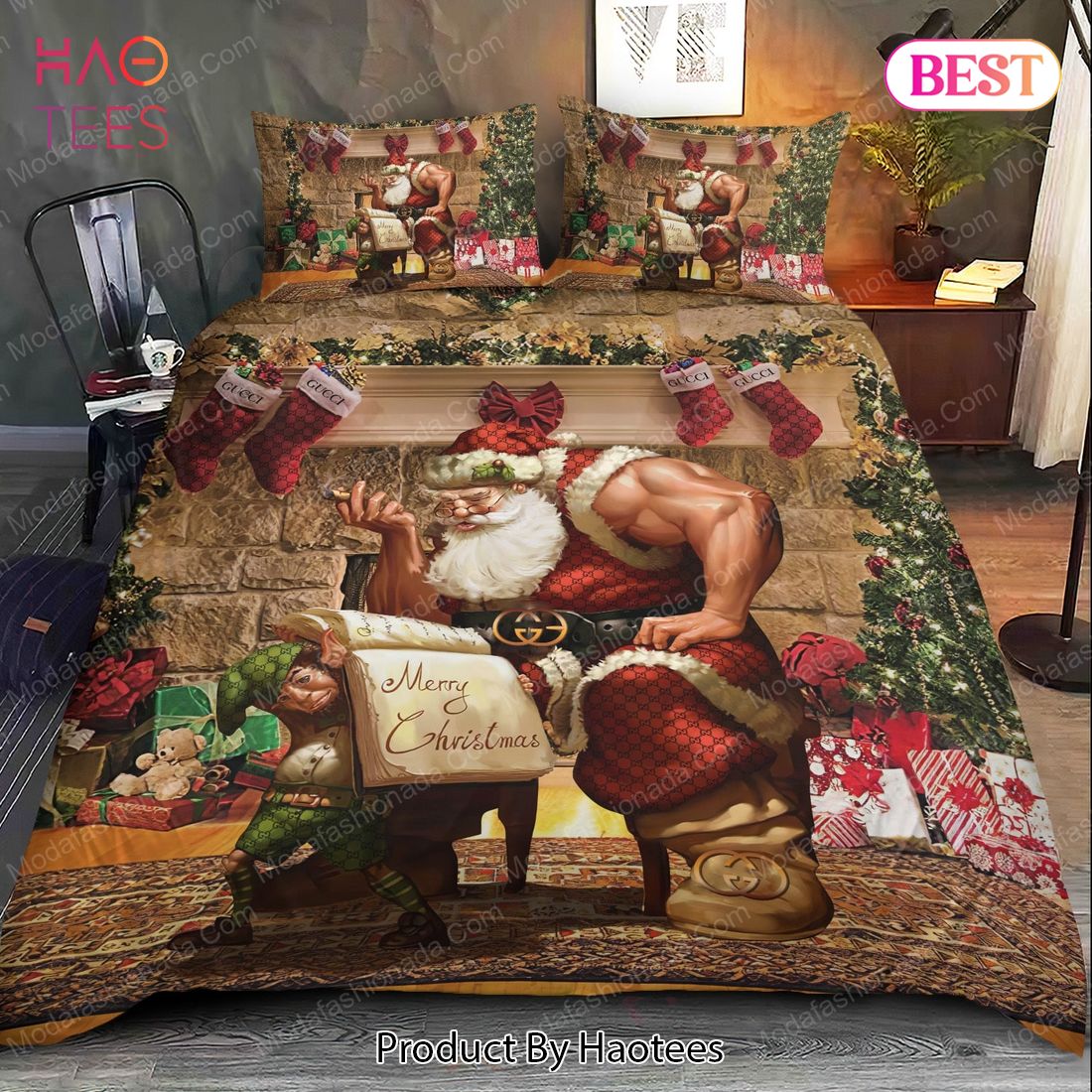 Buy Socks Gucci Merry Christmas Bedding Sets Bed Sets, Bedroom Sets, Comforter Sets, Duvet Cover, Bedspread Luxury Store