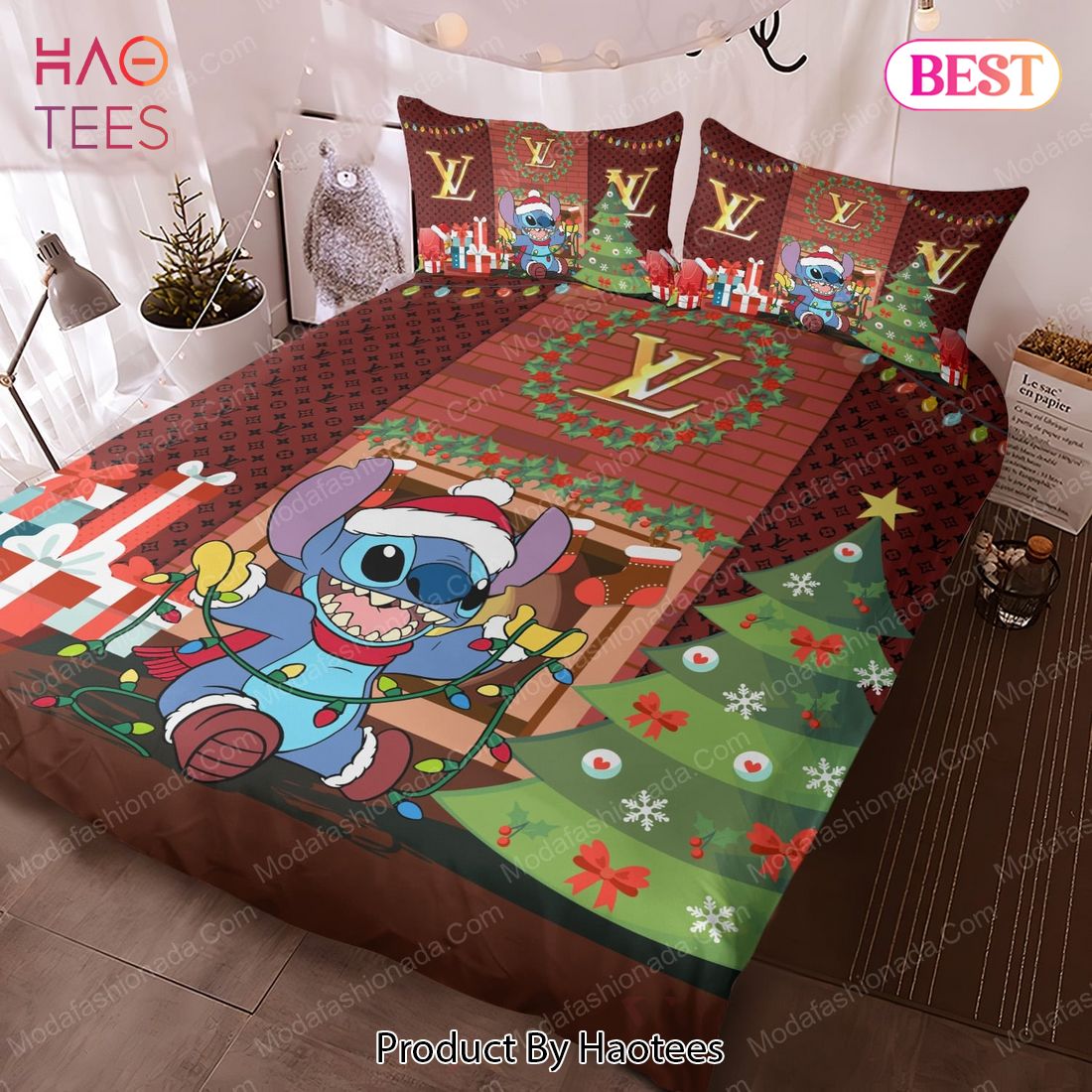 Buy Stitch Louis Vuitton Christmas Bedding Sets Bed Sets, Bedroom Sets, Comforter Sets, Duvet Cover, Bedspread Luxury Store