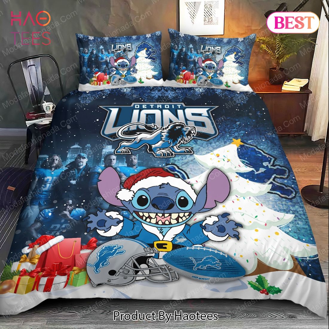 Buy Stitch NFL Detroit Lions Christmas Bedding Sets Bed Sets, Bedroom Sets, Comforter Sets, Duvet Cover, Bedspread