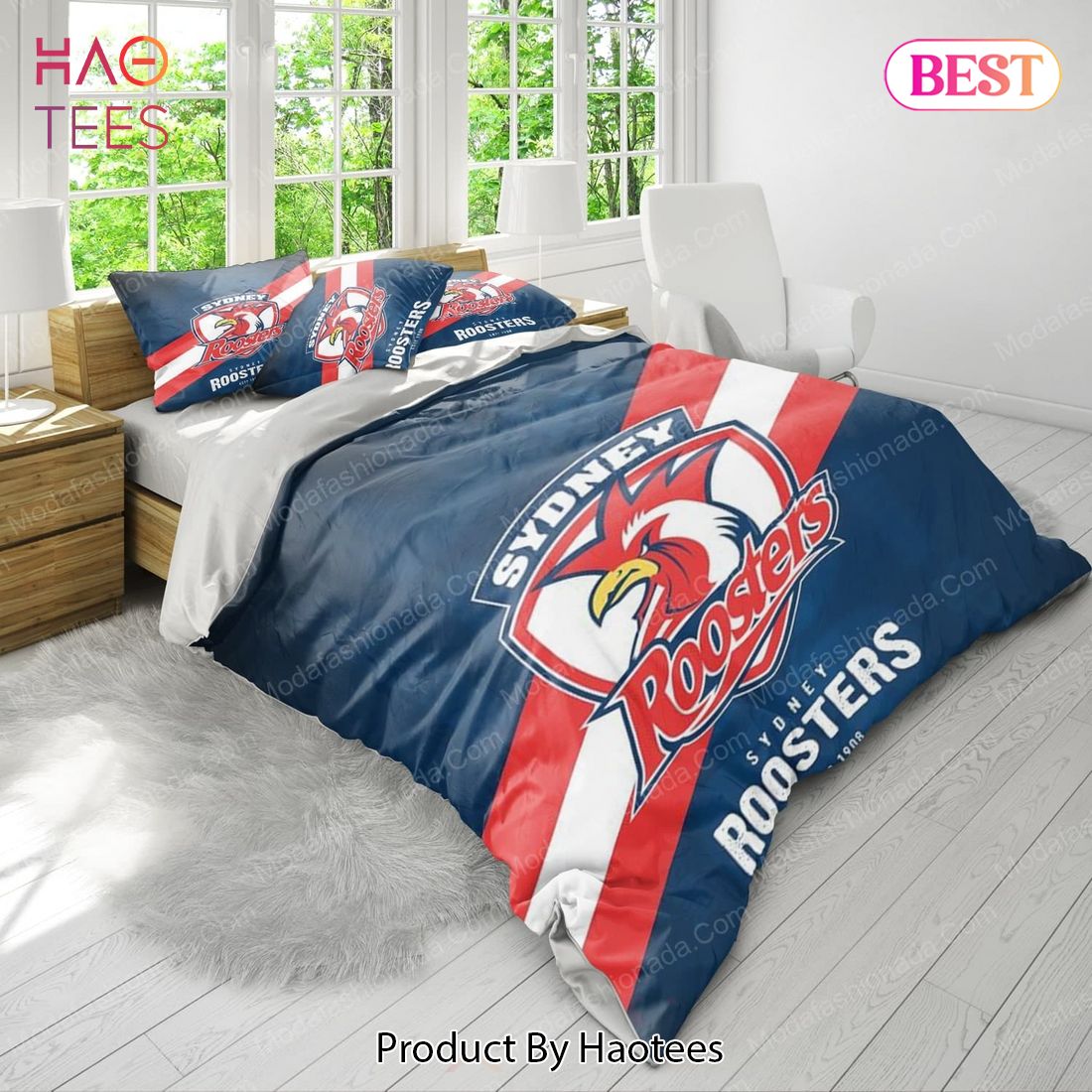 Buy Sydney Roosters Logo Bedding Sets 01 Bed Sets, Bedroom Sets, Comforter Sets, Duvet Cover, Bedspread
