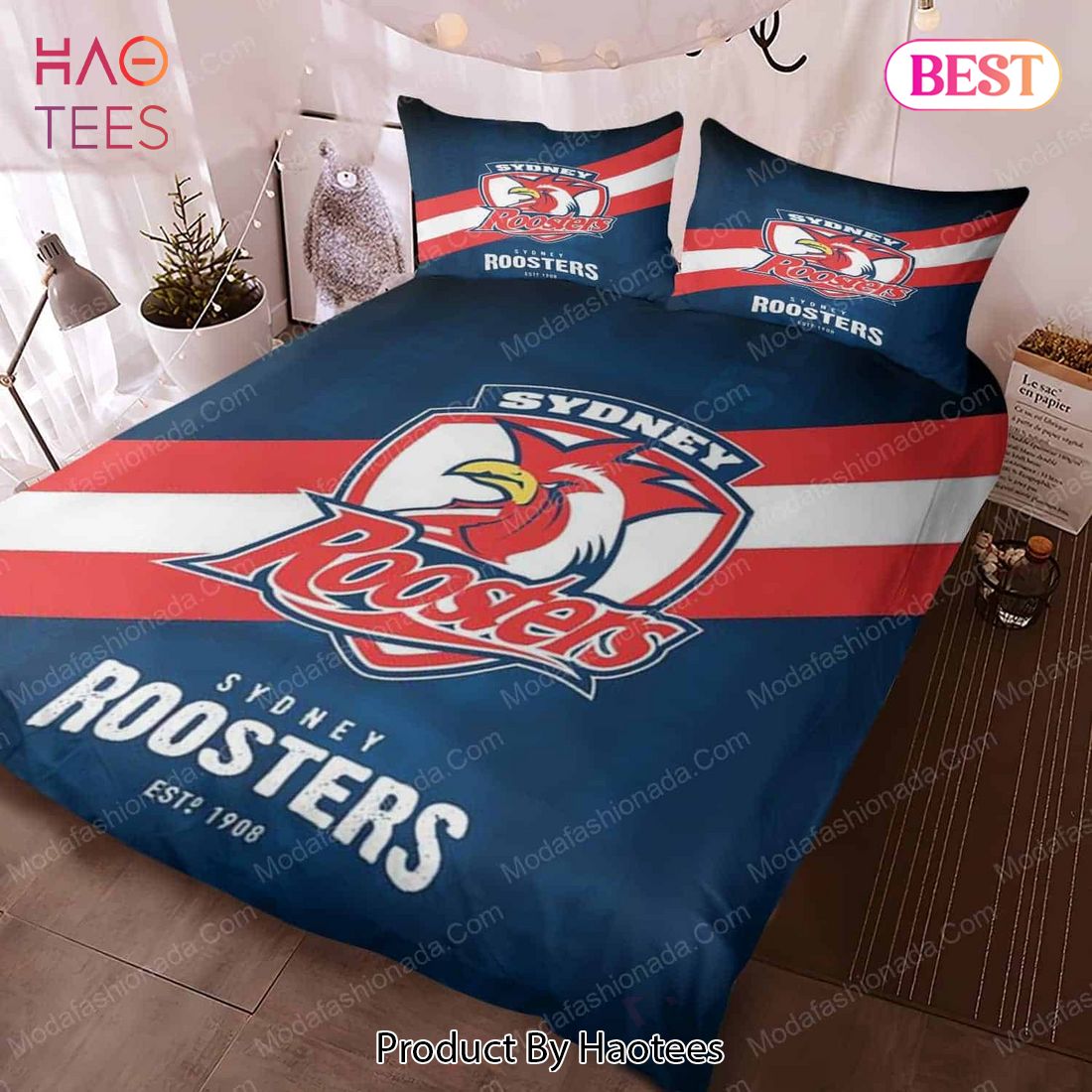 Buy Sydney Roosters Logo Bedding Sets 01 Bed Sets, Bedroom Sets, Comforter Sets, Duvet Cover, Bedspread