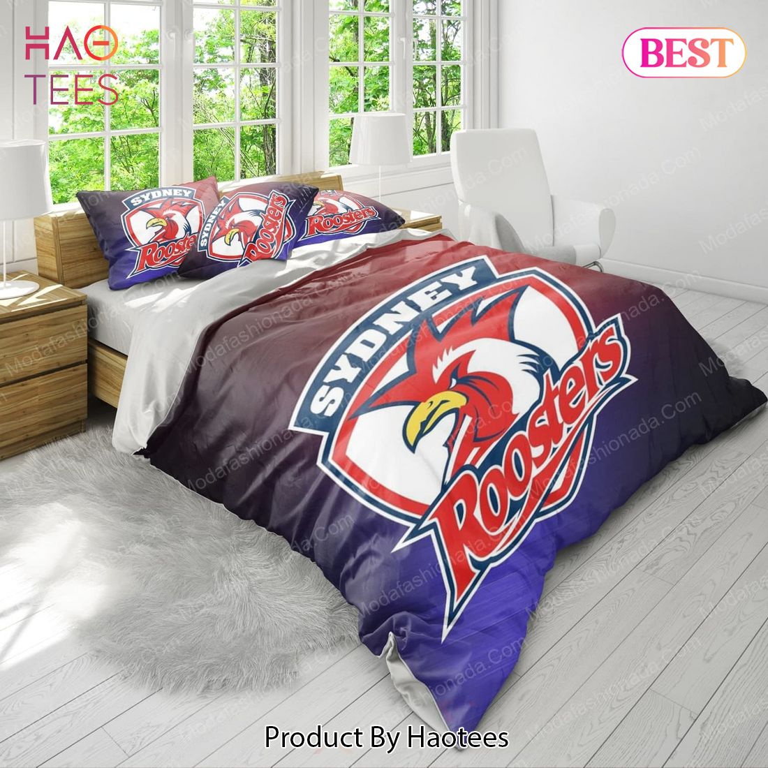 Buy Sydney Roosters Logo Bedding Sets 02 Bed Sets, Bedroom Sets, Comforter Sets, Duvet Cover, Bedspread