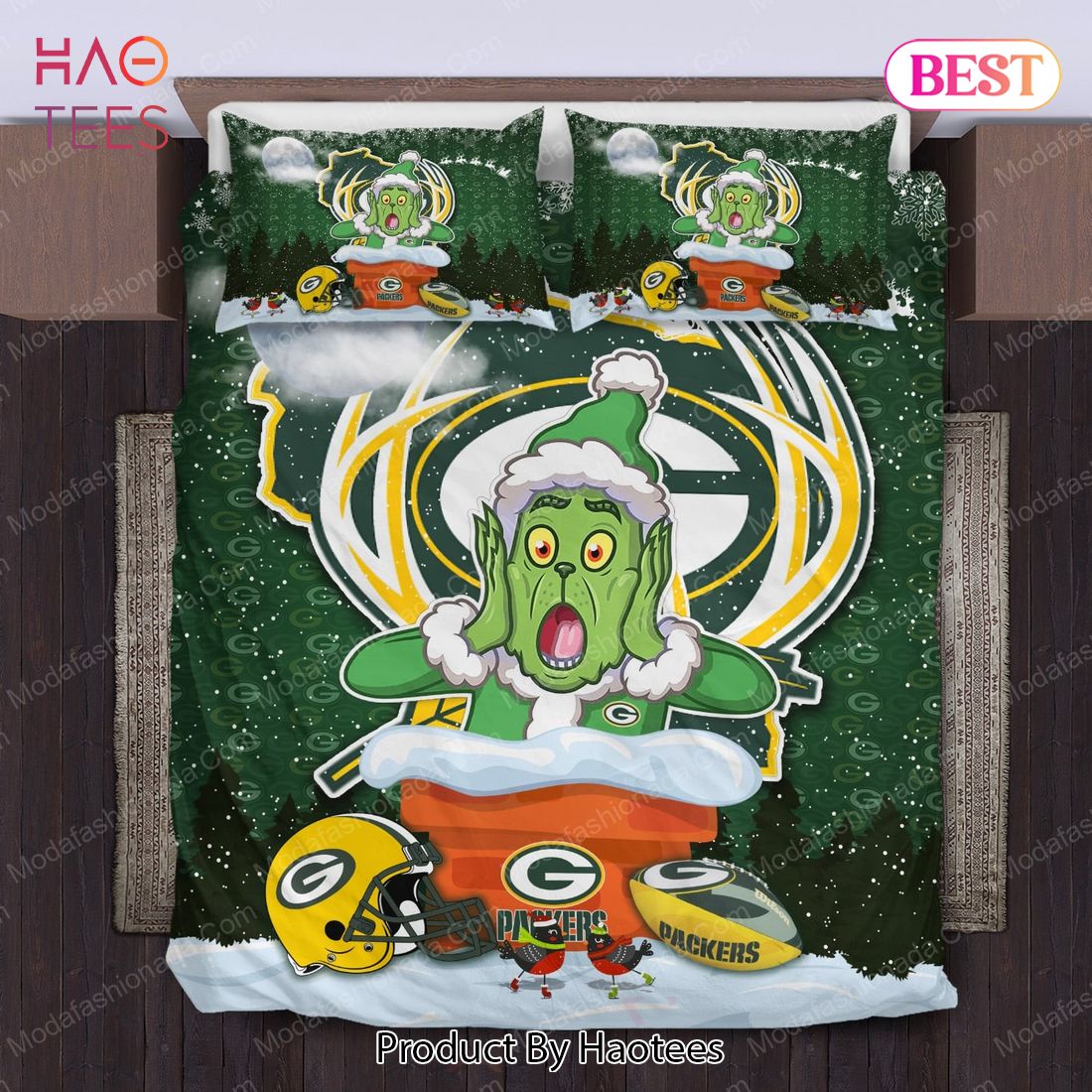 Buy The Grinch NFL Green Bay Packers Christmas Bedding Sets Bed Sets, Bedroom Sets, Comforter Sets, Duvet Cover, Bedspread