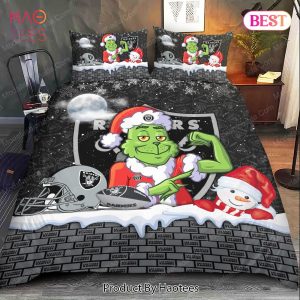 Buy The Grinch NFL Las Vegas Raiders Christmas Bedding Sets Bed Sets, Bedroom Sets, Comforter Sets, Duvet Cover, Bedspread