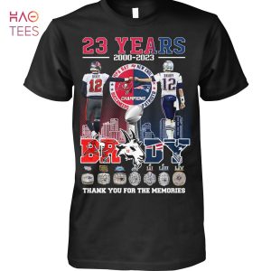 23 Years 2000 – 2023 Tom Brady New England Patriots 2000-2019 Tampa Bay  Buccaneers 2020-2023 Thank You For The Memories Signature shirt, hoodie,  sweater, long sleeve and tank top