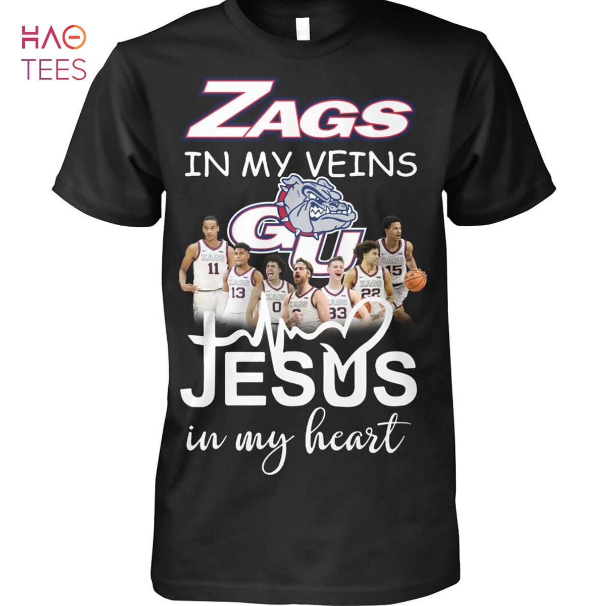 Zags In My Veins Jesus In My Heart Gonzaga Bulldogs Basketball T Shirt
