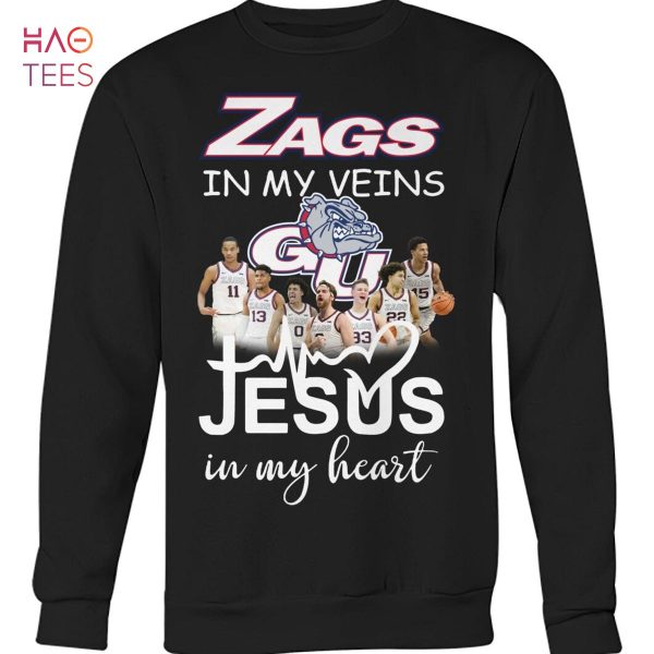 Zags In My Veins Jesus In My Heart Gonzaga Bulldogs Basketball T Shirt