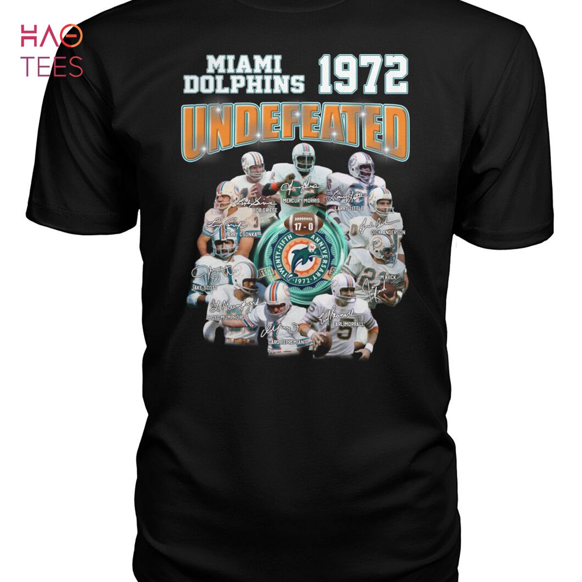 Miami Dolphins Twenty Fifth 1972 Anniversary Undefeated T Shirt