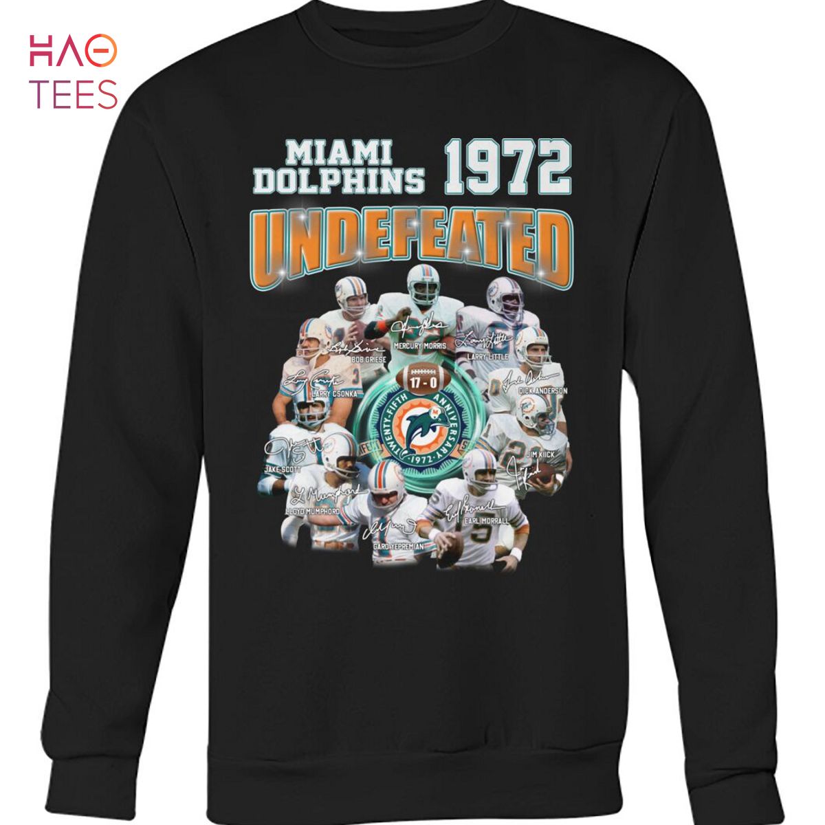 Miami Dolphins Twenty Fifth 1972 Anniversary Undefeated T Shirt Miami Dolphins Twenty Fifth 1972 Anniversary Undefeated T Shirt