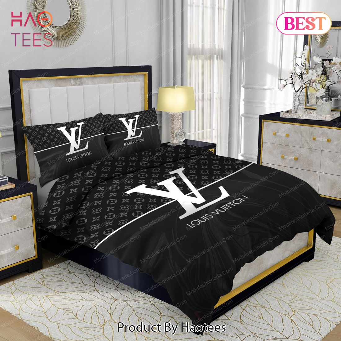 Buy Black And White Veinstone Louis Vuitton Bedding Sets Bed Sets, Bedroom Sets, Comforter Sets, Duvet Cover, Bedspread Luxury Store