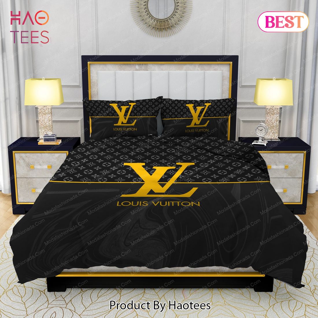 Buy Black Veinstone And Gold Louis Vuitton Bedding Sets Bed Sets, Bedroom Sets, Comforter Sets, Duvet Cover, Bedspread Luxury Store