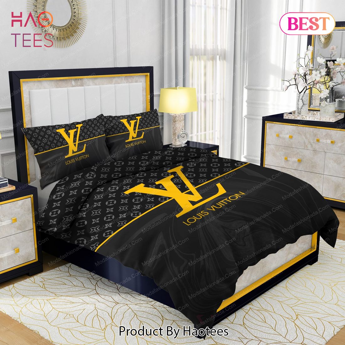 Black Veinstone Louis Vuitton Bedding Sets Bed Sets, Bedroom Sets, Comforter  Sets, Duvet Cover, Bedspread