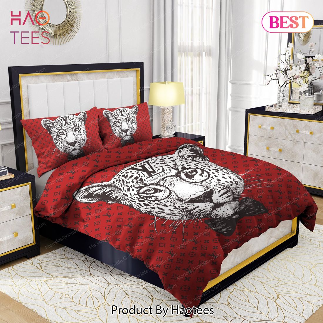 Buy Leopard Head Louis Vuitton Bedding Sets Bed Sets, Bedroom Sets