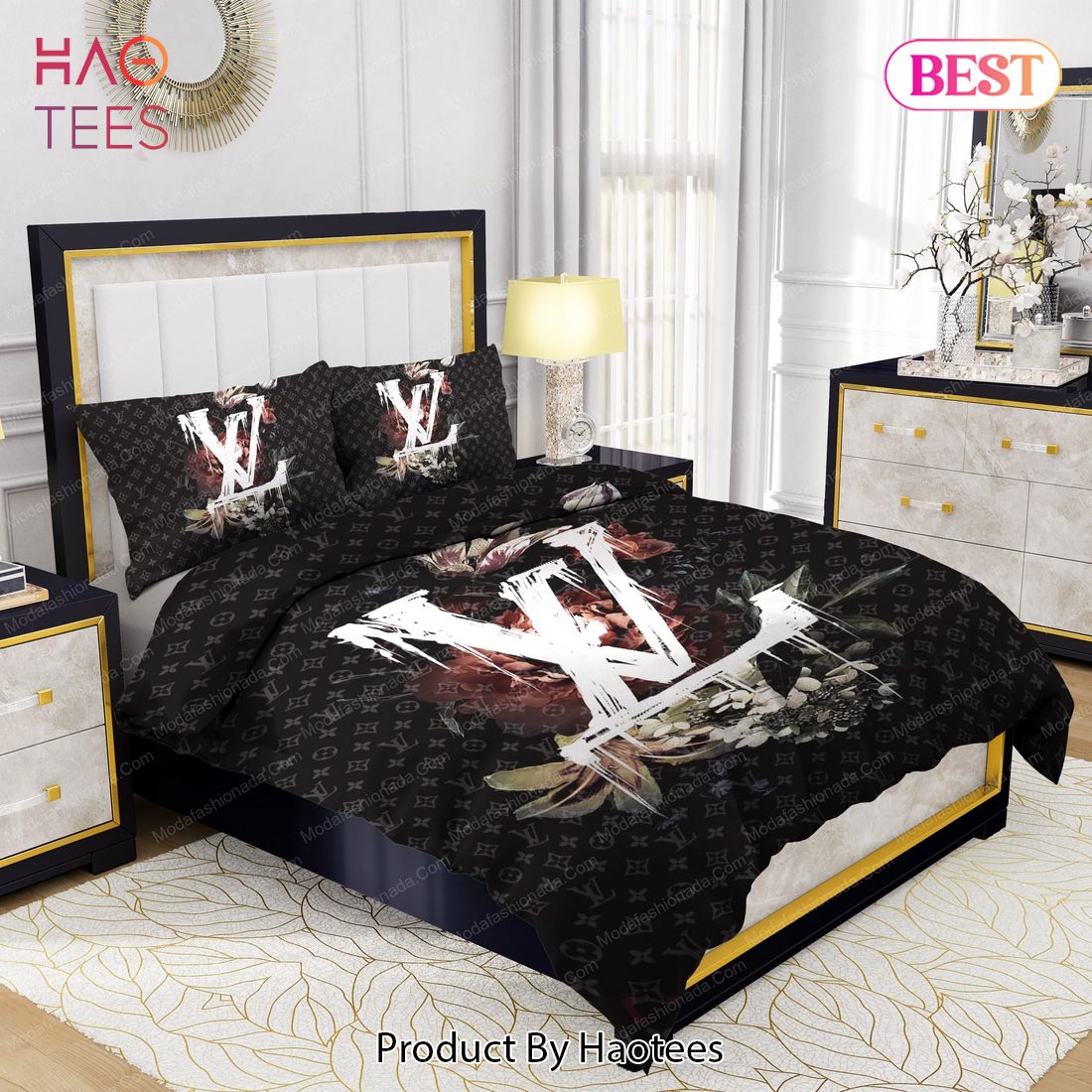 Buy Lily Peony Louis Vuitton Bedding Sets Bed Sets, Bedroom Sets, Comforter Sets, Duvet Cover, Bedspread Luxury Store