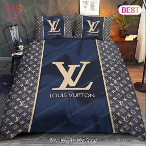 Luxury Louis Vuitton Logo on Grey Background Bedding Set - REVER LAVIE
